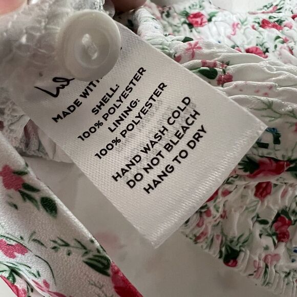 Lulus Top Womens Large White Floral Crop Puff Sleeves Sweetheart Cottagecore - Picture 9 of 12